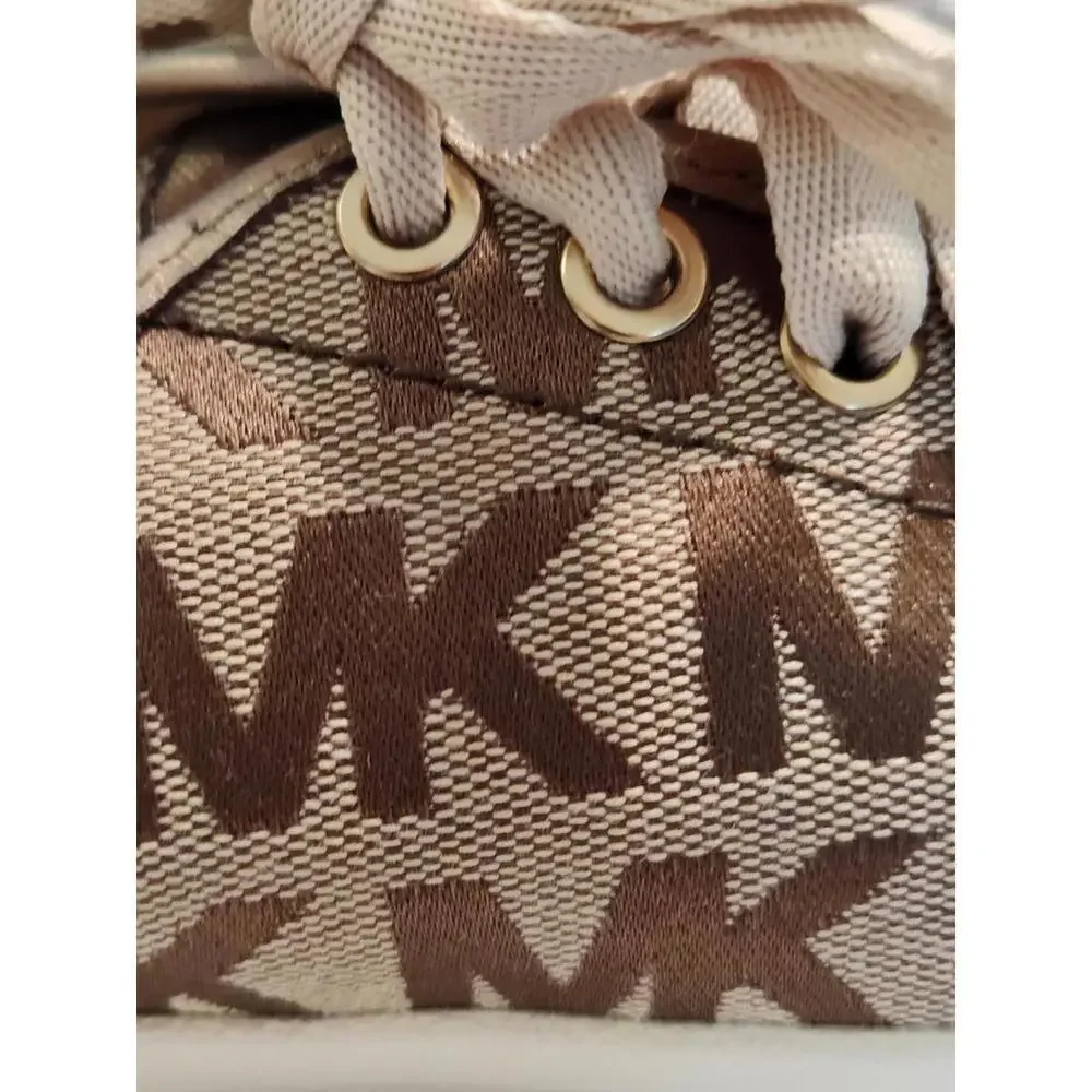 Michael Kors Keaton Logo Lace-Up Sneakers | Gold‎ MK Monogram | Women's Size 6